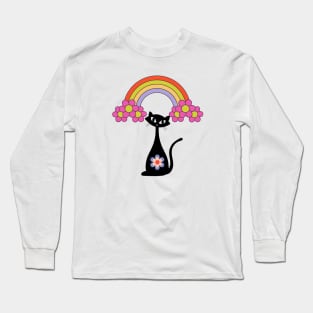 Flower Power Cat Long Sleeve T-Shirt